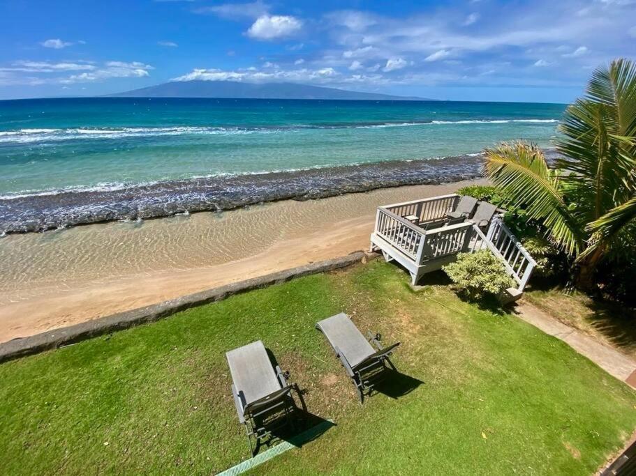 Oceanfront With Aircon-Hear The Waves-Amazing Views-Wifi Apartment Lahaina Luaran gambar